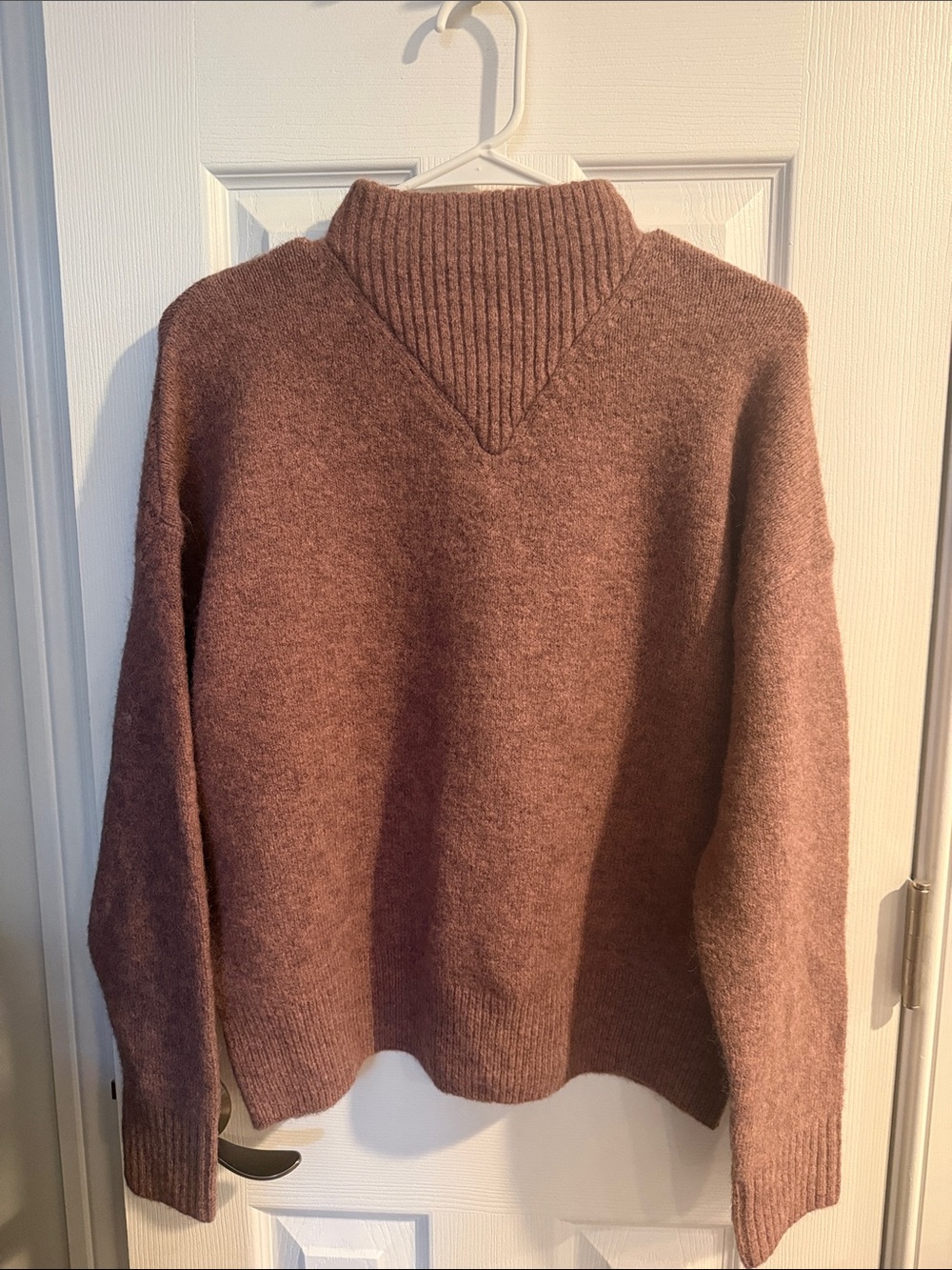 NWT Madewell Mauve Pink Ribbed Cowl Neck Sweater